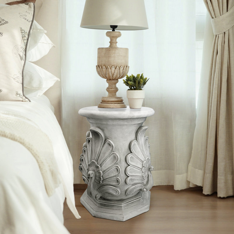 Antique Stone Finish Peacock Pedestal Table