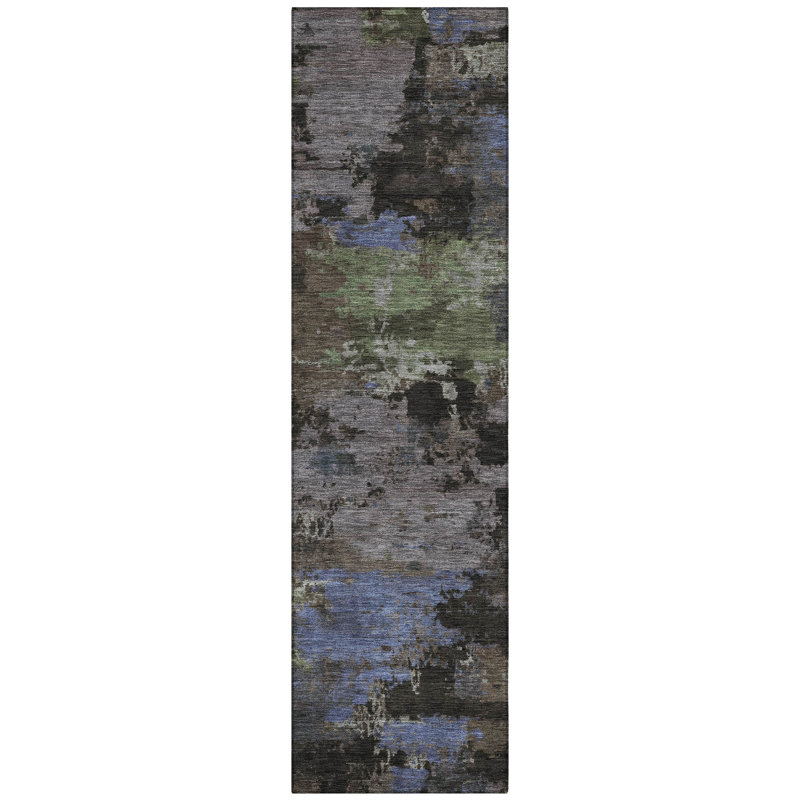 Machine Washable Indoor/Outdoor Chantille ACN2813 Abstract Rug, 2'3" x 7'6" Runner, Brown