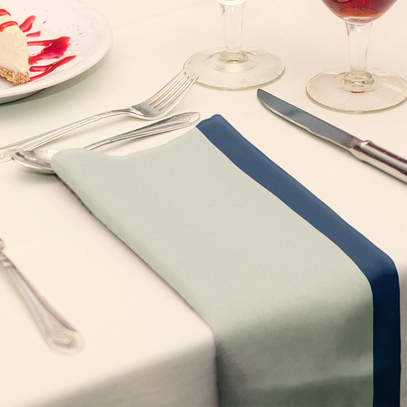 Serviette de coton 22" à dîner baseball, Crème / Bleu marine