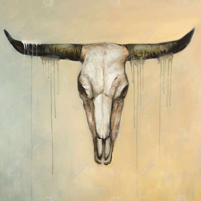 Crâne de taureau - art de toile encadrée brune