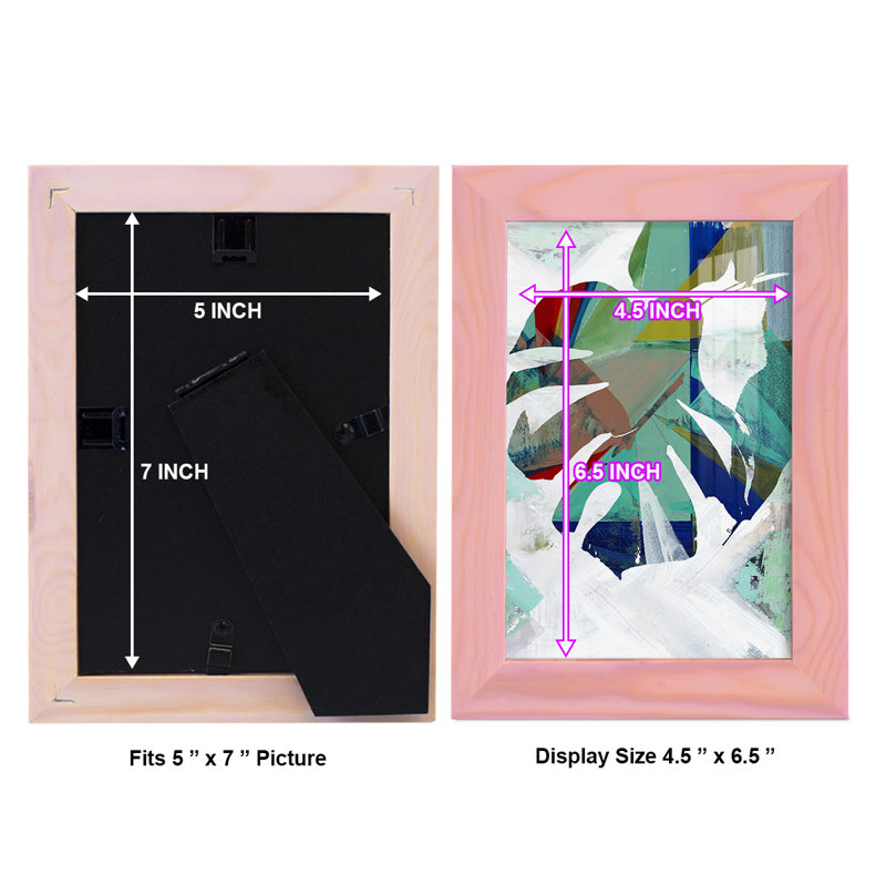 Monstera I - Imprimé, H 9 po x l 7 po x P 1 po, Papier avec cadre rose