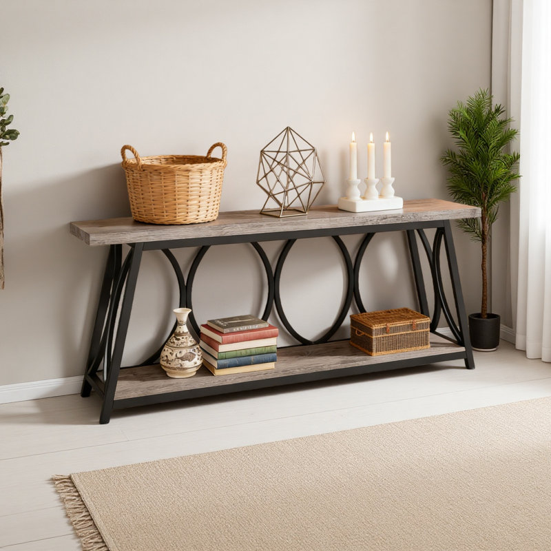Table de couloir, console rétro, table de canapé robuste, Gris