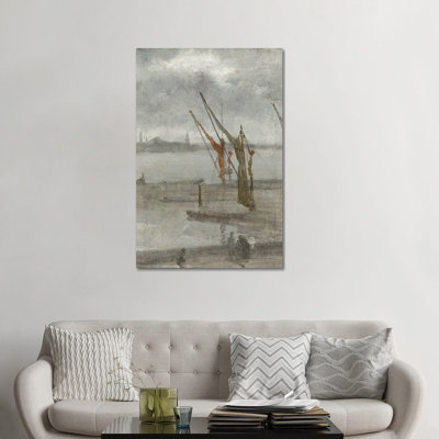 «Grey and Silver Chelsea Wharf», reproduction d'art sur toile tendue