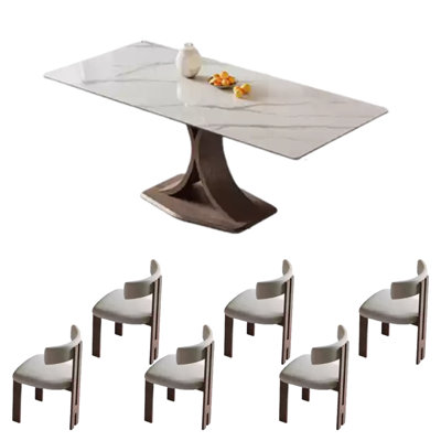 Rectangle sintered stone simple dining table set