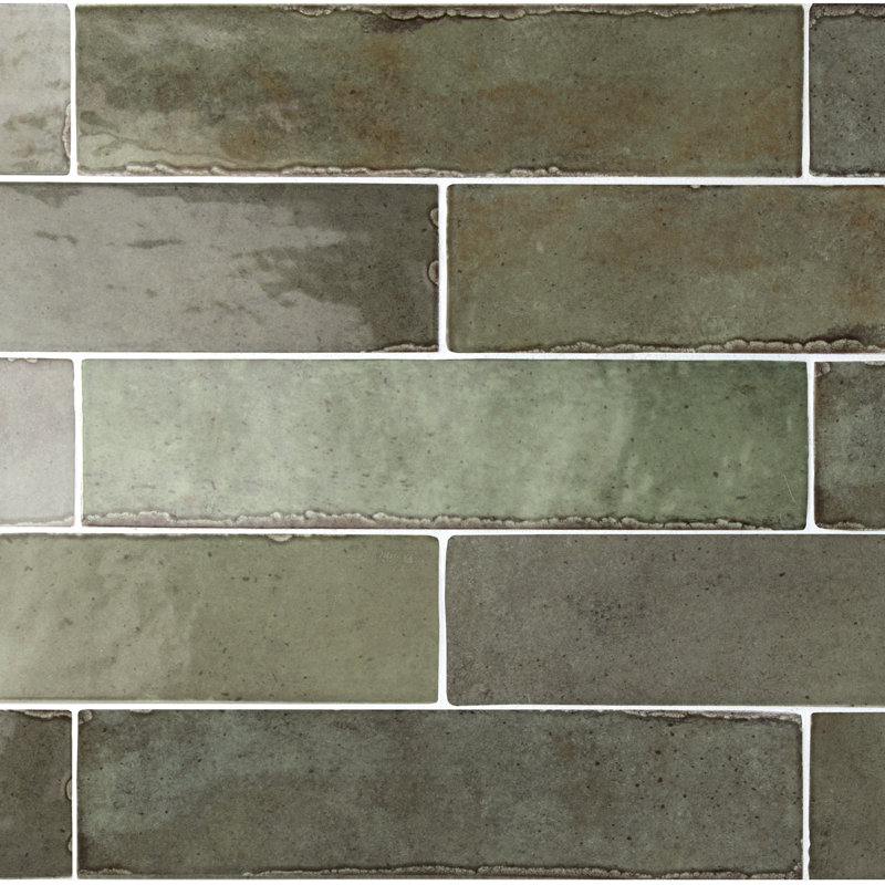 Tribella | 2.5" X 10" Porcelain Wall Tile, Sage Green