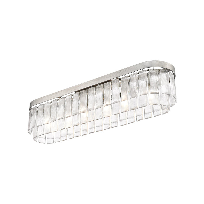 Hoisington 6-Light Flush Mount with Hammered Water Glass, Peruvian Silver
