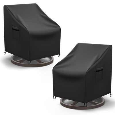 Patio Chair Covers, 2 Pack Outdoor Swivel Lounge Chair Cover, Heavy Duty Patio Rocking Chair Covers, Patio Furniture Covers Waterproof, 30" W×34" D×38.5" H, Black