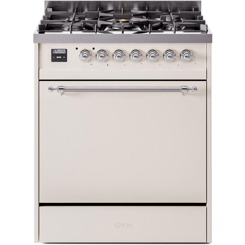 Cuisinière à double carburant 30 po ILVE Nostalgie II, Gaz naturel, Blanc antique / chrome