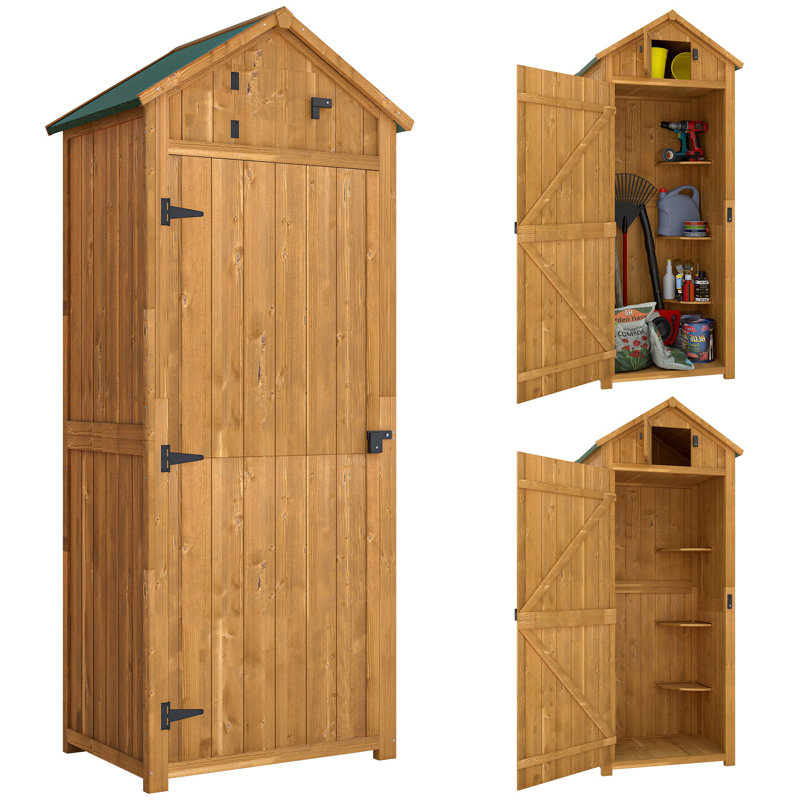 Solid Wood Tongue & Groove Apex Tool Shed, Yellow/Green
