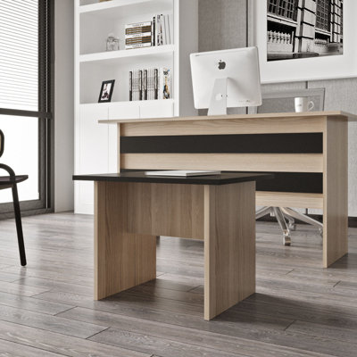 Modern Coffee Table, Oak & Black Finish, 23.6 x 18.3 x 19.3 inches | 100% Melamine Coated Particle Board, Thickness: 0.7 inches | Stylish and Durable Design for Living Room, Contemporary Home Décor