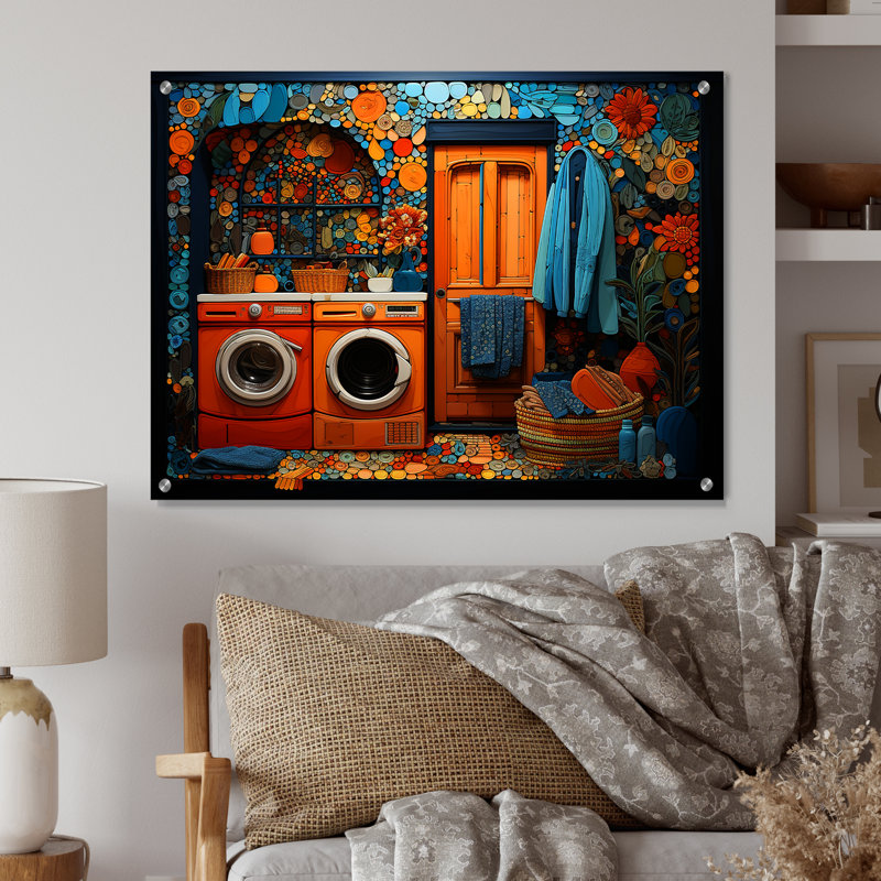 Blanchisserie Popart Room - Art mural en acrylique, H 12 po x l 20 po