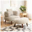 Fauteuil baquet en chenille de style nordique avec repose-pieds et coussin, fauteuil club d'appoint de 36 pouces pour le salon ou le bureau, brun clair-1279595299