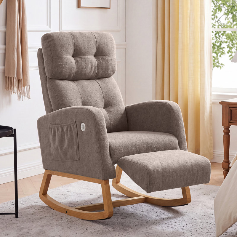 Solid Wood Rocking Chair, Brun
