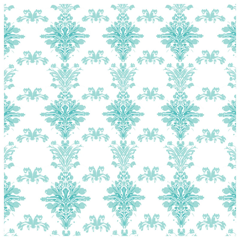 Housses de couette à motif damas turquoise, Queen