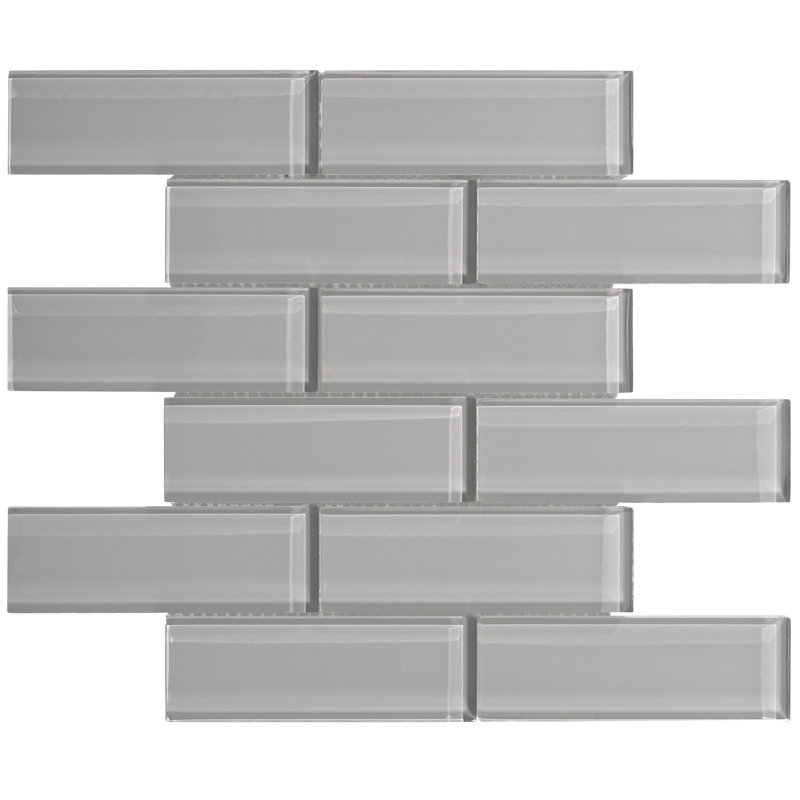 Premium 2" x 6" Straight Edge Glass Mosaic Subway Tile, Dark Gray