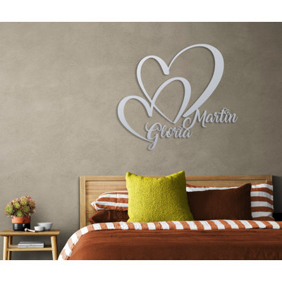 Personalized Metal Double Hearts & Love Metal Wall Art Custom Decor For Valentine or Wedding Gift
