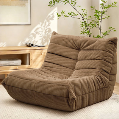 Armless Lazy Sofa Bean Bag Floor Chair - Soft Corduroy Upholstery - Fun Design for Living Room