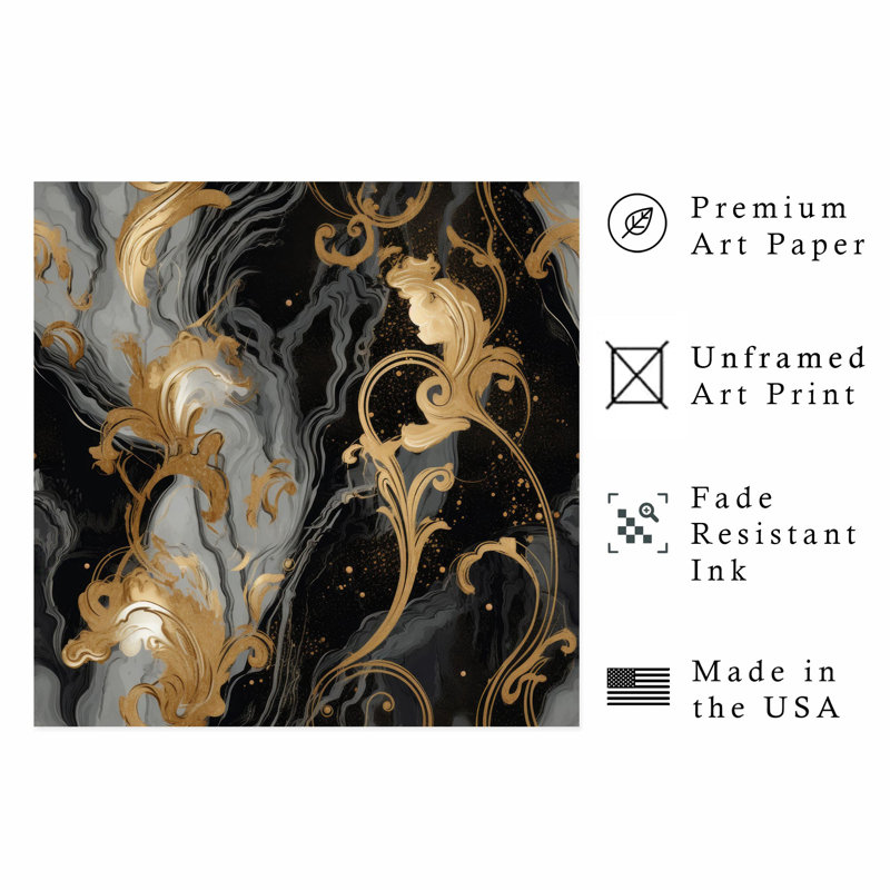 «Abstract Luxe Symphony II», reproduction d'art moderne sans cadre, H 12 po x l 12 po