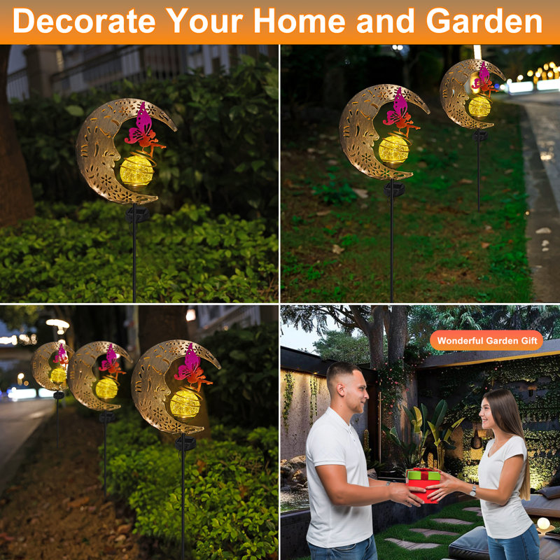 Hunayda Garden Solar Lights Decor,Moon Fairy Pathway Outdoor Stake Lights,Landscape Lights for Yard,Mother's Day Gift