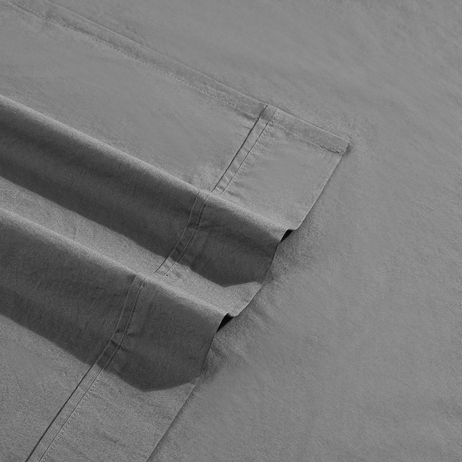 Calvin Klein Washed Cotton Percale Sheet Set, Queen Sheet Set with 2 Pillowcases, Dark Gray