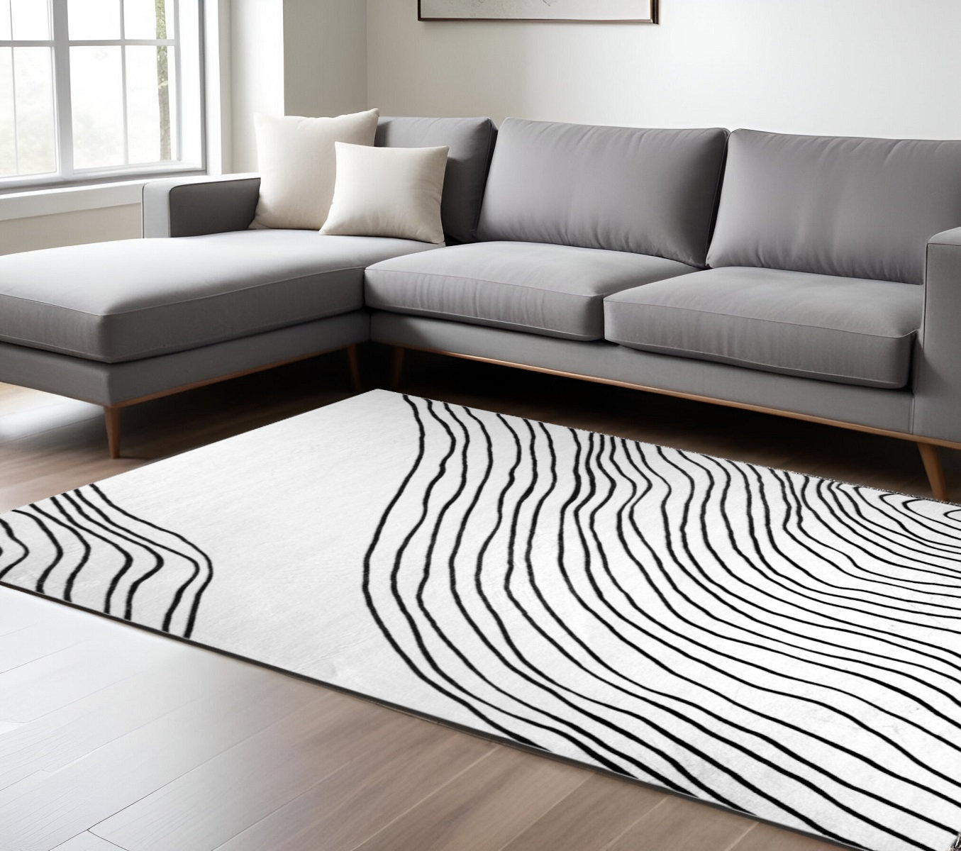 HomeRoots 8' X 11' Black and White Abstract Area Rug | Wayfair