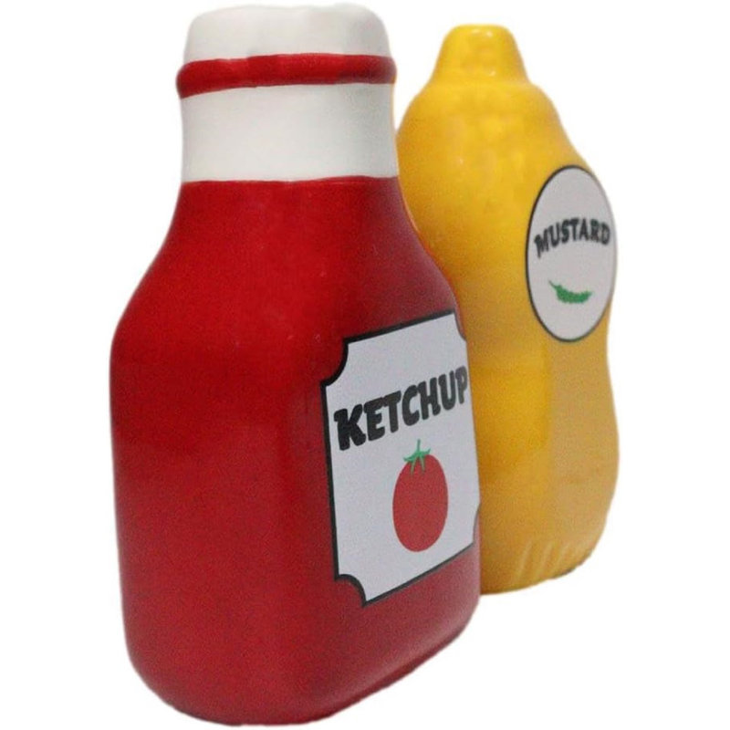 Ensemble de salières et poivrières All American Red Ketchup et jaune moutarde en céramique