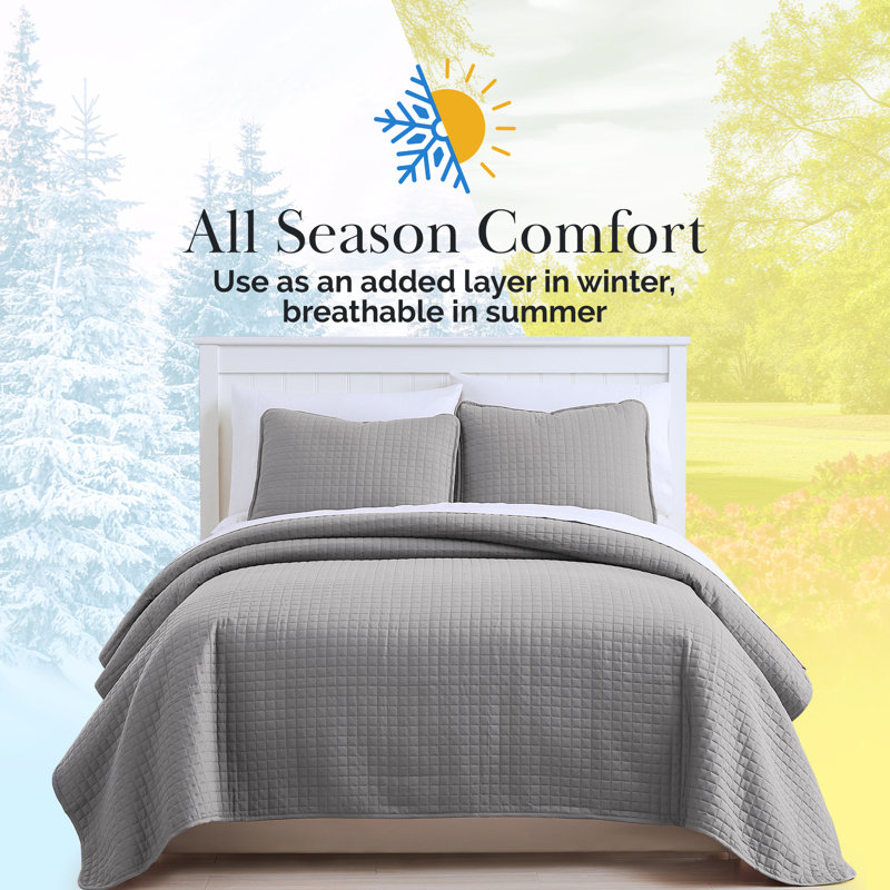 Southshore Fine Linens Vilano Oversized Quilt Set, Double-Brushed Microfiber Lightweight Quilted Bedding and 1 Pillow Sham, Twin/Twin XL, Steel Grey
