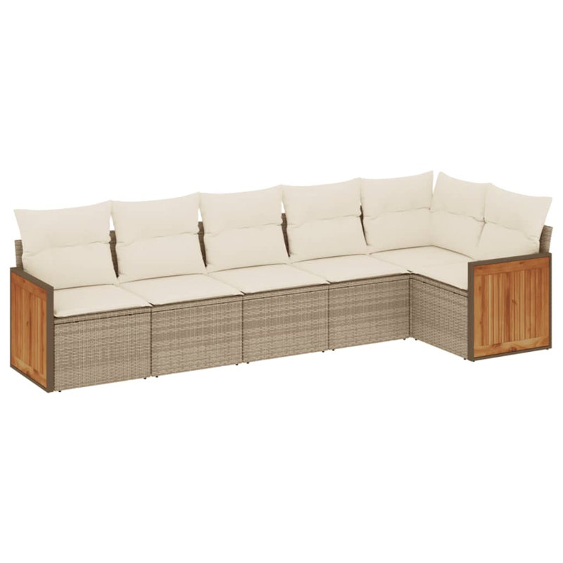 Ensemble de canapé de jardin Vidaxl PE en rotin beige, acier thermolaqué grand
