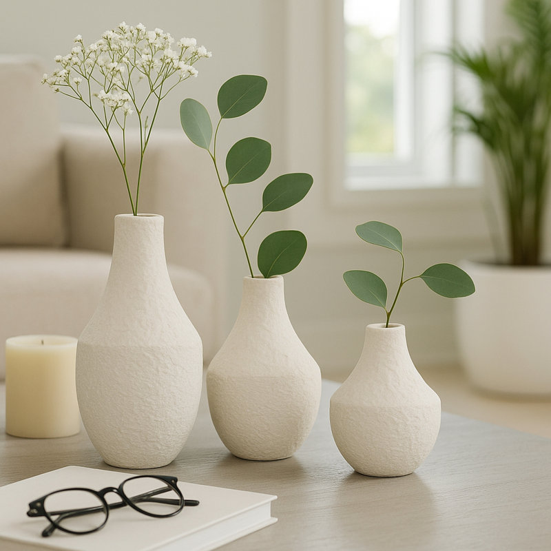 Astoria Handmade Stoneware/Ceramic Table Vase, Ivory