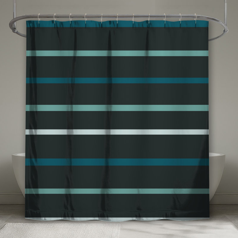 Rideaux de douche à rayures bleues et grises très longs, L 70 po x H 93 po