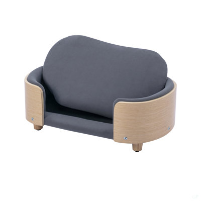 Scandinavian Style Elevated Dog Bed Pet Sofa With Solid Wood Legs And Bent Wood Back