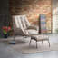 Fauteuil d'appoint et repose-pieds Zusa, cuir fleur kaki
