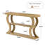 Console de 55 po avec tablettes de rangement, table d'entrée de style campagne moderne, tables de canapé en bois derrière le canapé avec cadre incurvé pour le couloir, entrée