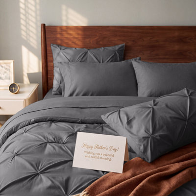 Bedsure Cal King Burgundy Pintuck Bed-in-a-Bag - Sage Green Pinch Pleat Comforter Set with Sheets, Pillowcases & Shams (Set of 7)