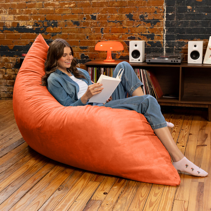 Oreiller de sol et chaise longue 5,5 pi, Micro suède orange