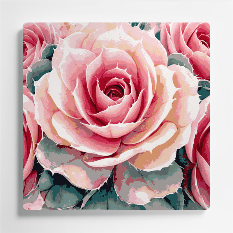 «Botanical Desert Rose», art mural en métal, H 384 po x l 384 po x P 0,05 po