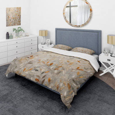 Beige Botanical Impressions I - Abstract Botanicals Duvet Cover Set