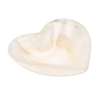Novica Handmade White Heart Marble Catchall