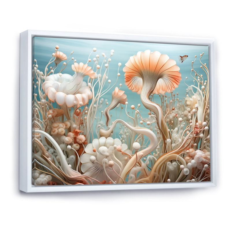 Balanophyllia S Secret Sanctuary sur toile, H 34 po x l 44 po x P 1,5 po, Cadre flottant blanc