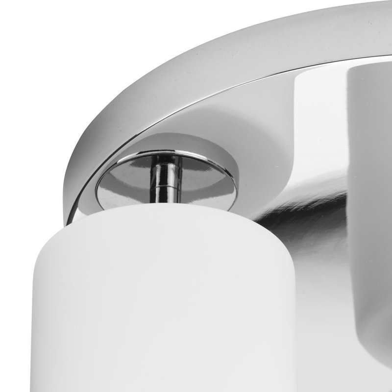 Bromwich Glass Flush Mount, Polished Chrome, Etched White