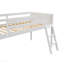 Lit mezzanine bas simple en bois avec échelle, l'échelle peut être placée à gauche ou à droite, blanc-1043835371