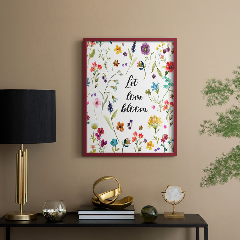 Let Love Bloom, reproduction encadrée - bois massif, H 21 po x l 17 po, Rouge