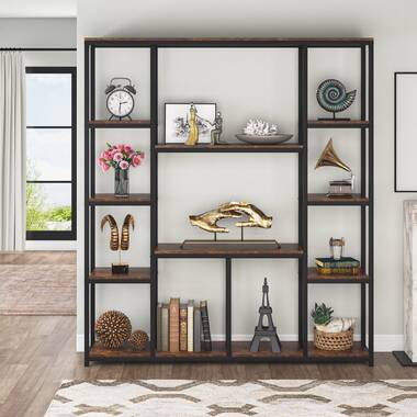 Oscer Bookshelf Industrial 5 Tier Etagere Bookcase Bookshelves for Living Room, Bedroom 17 Stories Color: Black/Brown