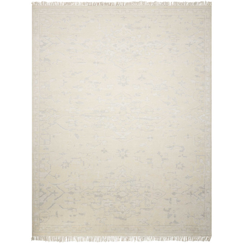 Tapis ivoire fait à la main Lunel, Rectangle 5 pi 6 po x 8 pi