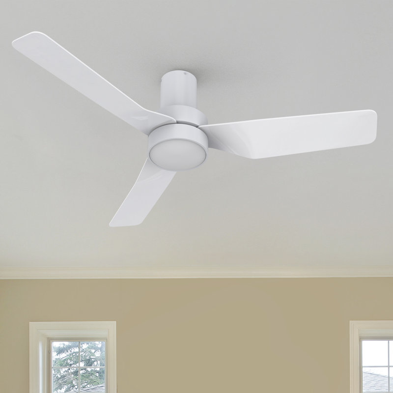 44 Inch 3 Blades DC Motor Smart Ceiling Fan with Remote and Light Kit., White, White