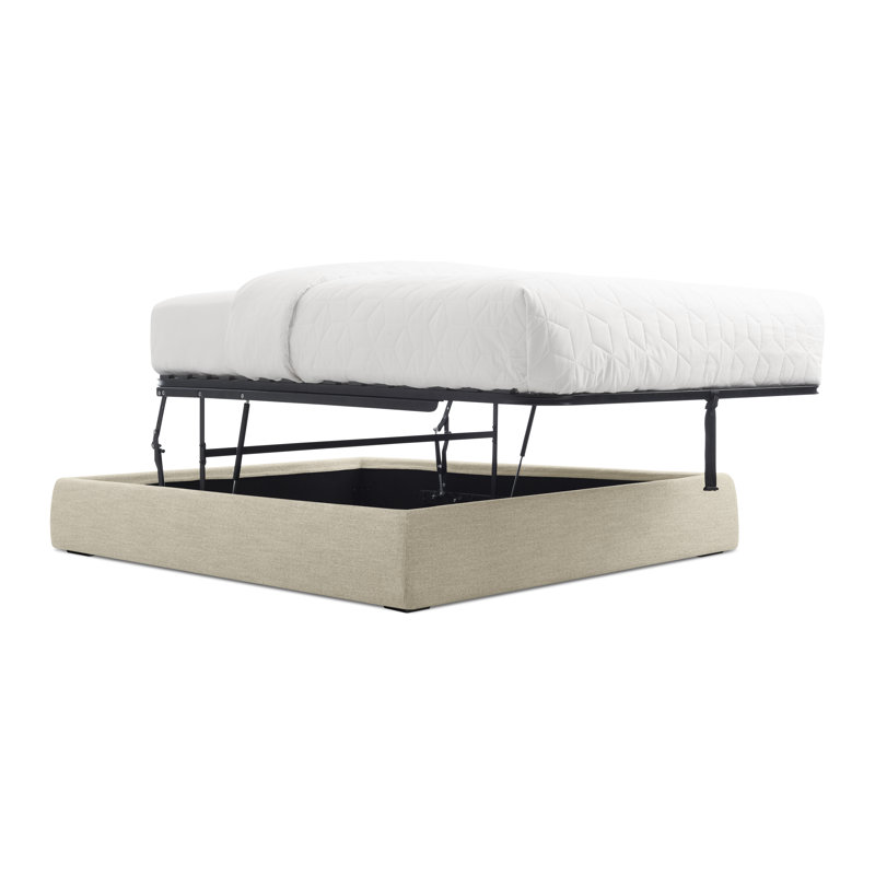 Lid Upholstered Storage Bed, Full, Thurmond Light Gray, Lift Up Storage