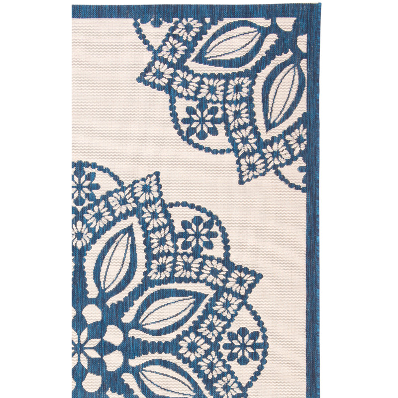 Arneshia Beige/Navy Indoor/Outdoor Area Rug, Rectangle 2'7" x 5'
