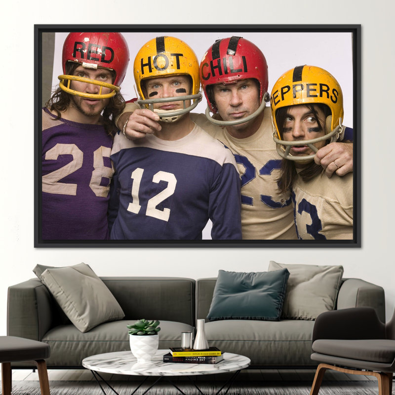 Illustration de casque Hot Chili Peppers, H 41 po x l 94 po, Noir, Reproduction encadrée sans passe-partout