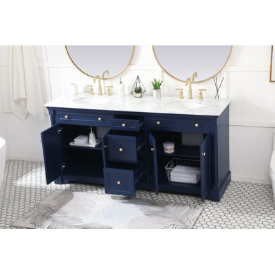 72'' Double Bathroom Vanity with Marble Top