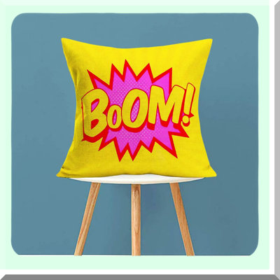 Superhero Exclamation Decor Pillow Set - Comic Book Quote Cushion Covers - Square Pillowcases - Gift for Pow Wham Kapow Boom Fans